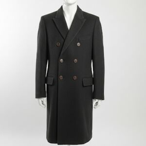 Joseph Abboud Wool & Cashmere Double-Breasted Overcoat 40R Dark Charcoal Gray